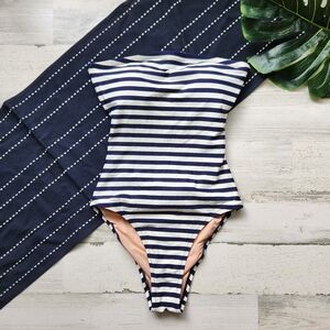 J.Crew Cross-back Bandeau One-piece In Classic Stripe NWT Size 4